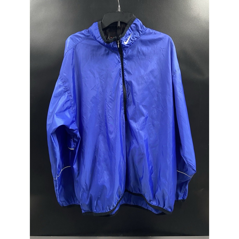 Vintage 90s Nike Windbreaker Jacket Mens Xl Blue Spell Out Logo 1/2 Zip